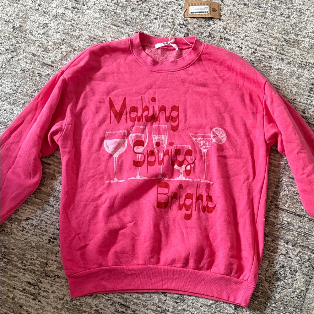 NWT Project Social T Pink Holiday Sweatshirt